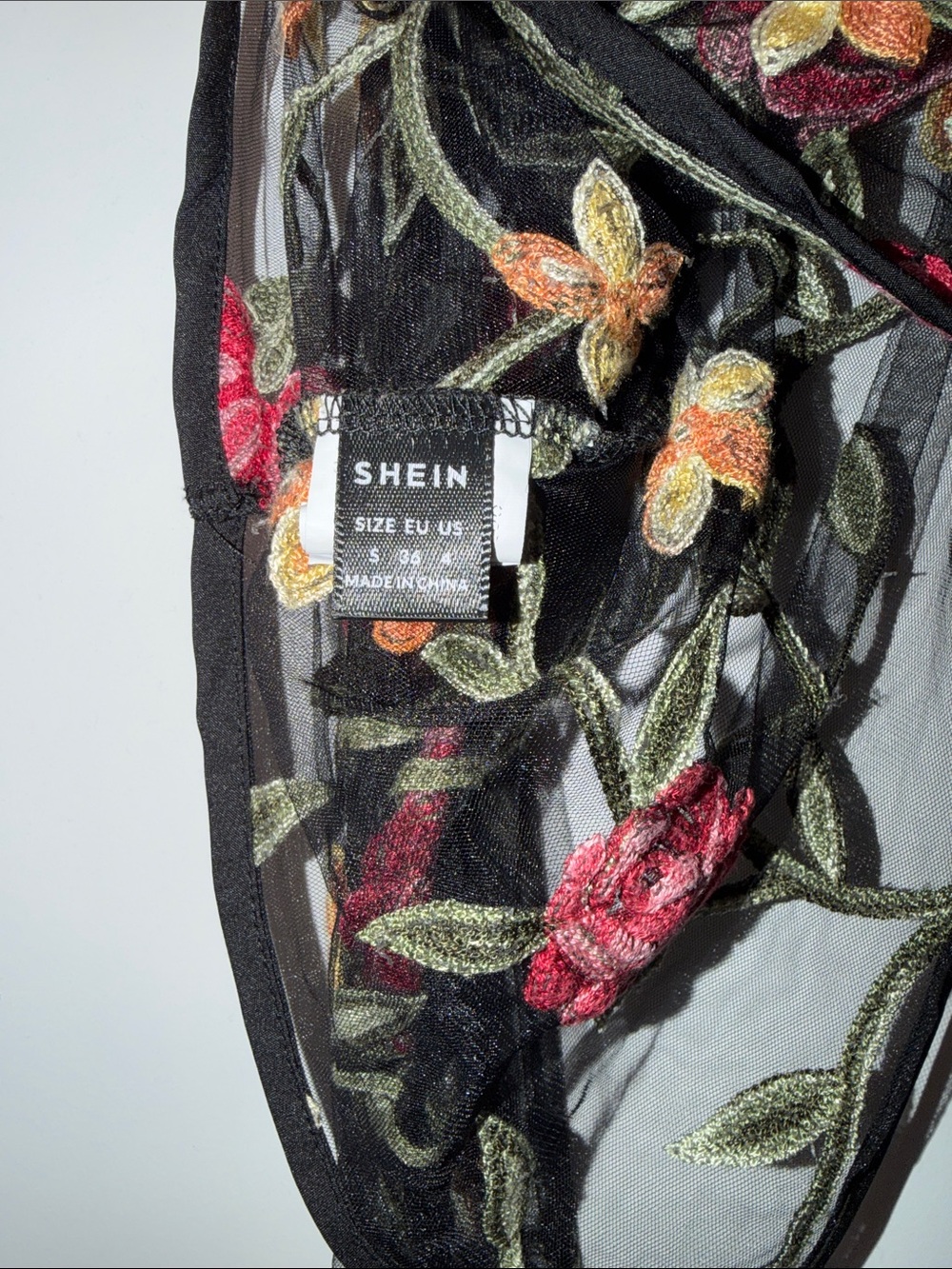 NWOT Embroidered Floral Sheer Bolero Jacket - Black with Pink & Yellow Flowers - Picture 5 of 5